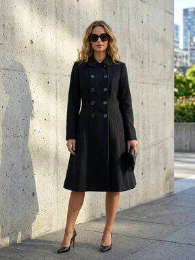 French Connection Wool/Cashmere Blend Military Princess Coat Black Size 6 (or 4)